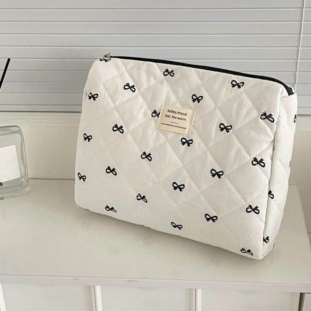 Fashion Blue Bow Women Cosmetic Bag Travel Pouch Large Capacity Makeup Bag 3 Type Zipper Storage Handbag Gifts