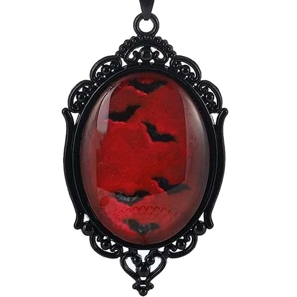Pendant One Piece Cameo Gothic Vampire Bat Cameo Necklace