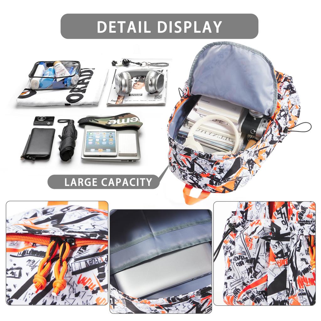 Mochila Escolar para Portátil Negra Impermeable Mochila para Libros, Mochilas Casuales Ligeras de Viaje Trabajo para Hombre Mujer Universidad Adolescentes