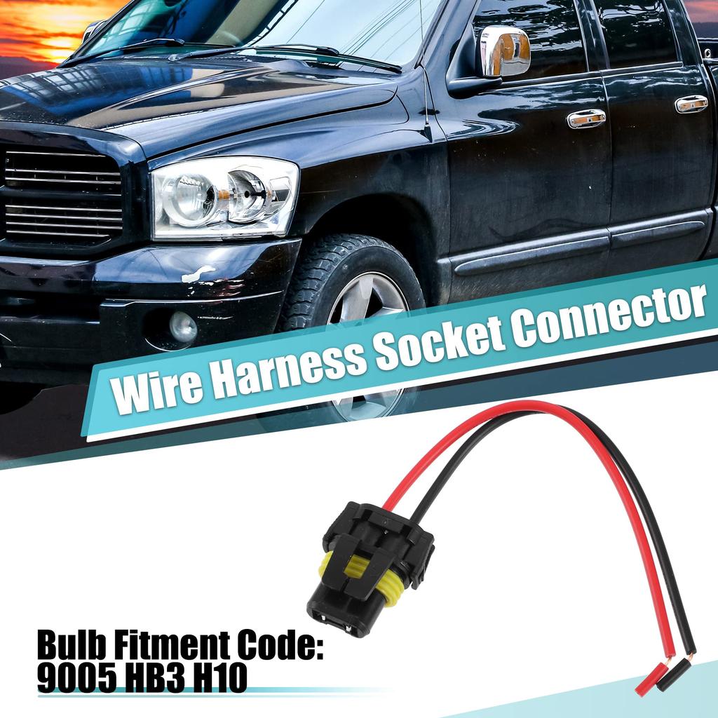 uxcell 2pcs Car Bulb Socket Adapter Wire Harness Plug for Headlight Fog Lights 9005 HB3 H10 9006 HB4