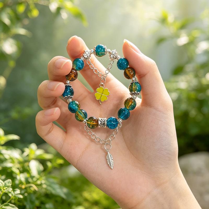 Summer Special Two-Tone Glass Beads Floral Bracelet – Luxurious & Soft Design for Women and Students
