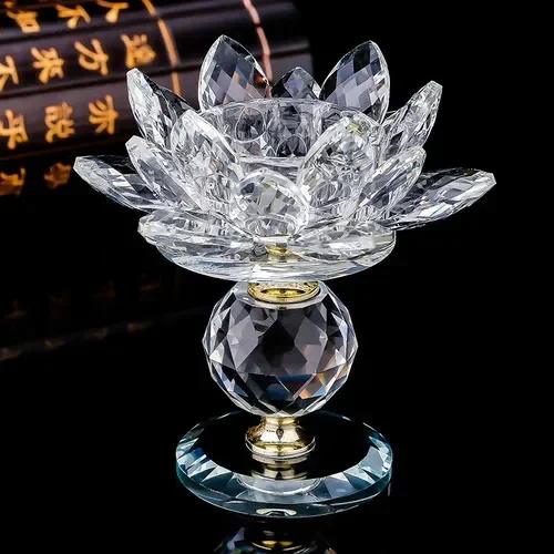 Household Colorful Crystal Lotus Candlestick, Butter Lamp Holder, Buddha Offering Lamp, Interior Decoration, Buddha Hall, Prayer