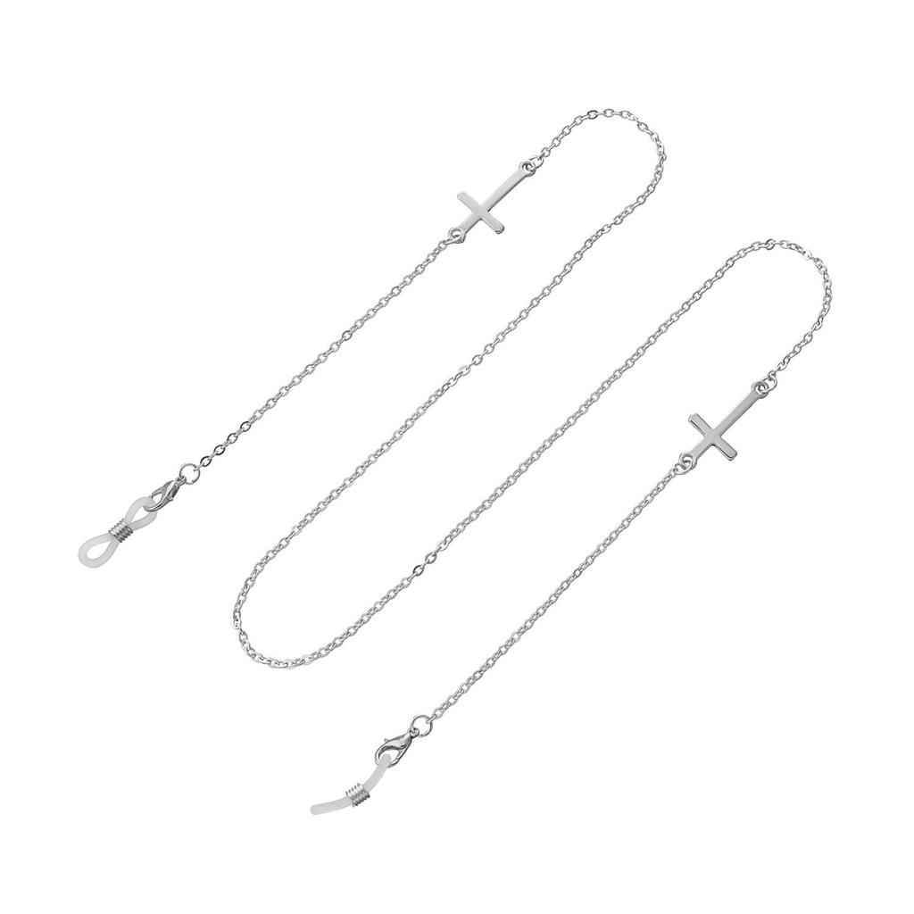 European and American Jewelry, Symmetrical Metal Cross Glasses Chain Female, Simple Temperament Multi-purpose Mask Non-slip Lanyard