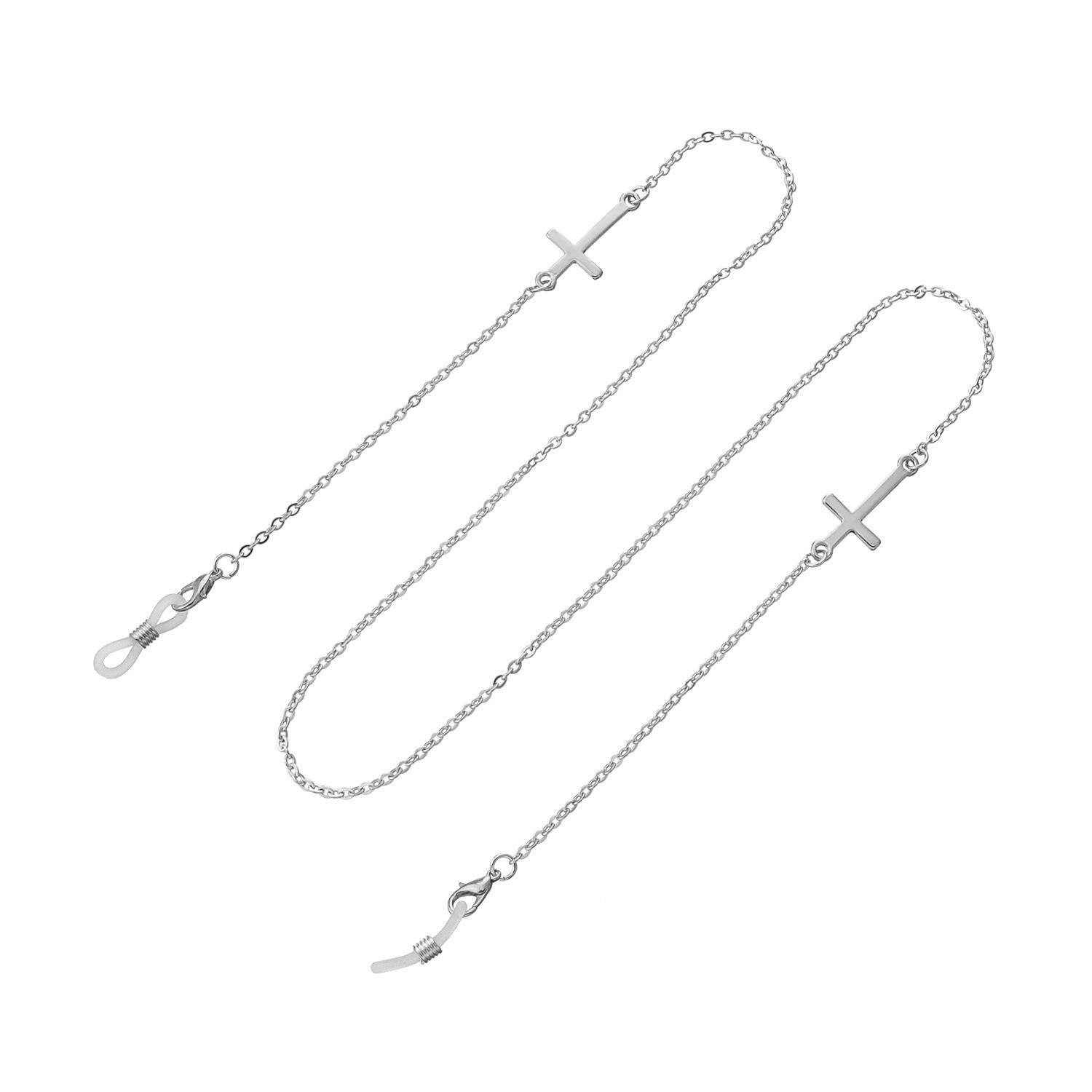 

European and American jewelry, symmetrical metal cross glasses chain female, simple temperament multi-purpose mask non-slip lanyard