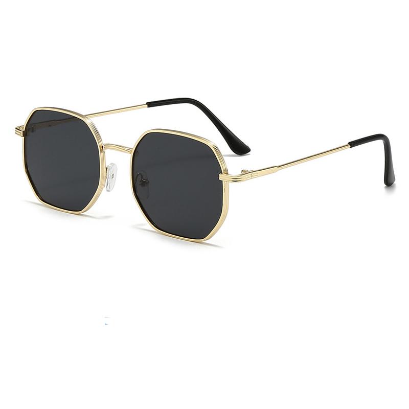 Fashion Double Bridges Polygon Sunglasses Women Men Outdoor Driving Shades UV400 Gradient Lens Metal Small Sun Glasses Unisex