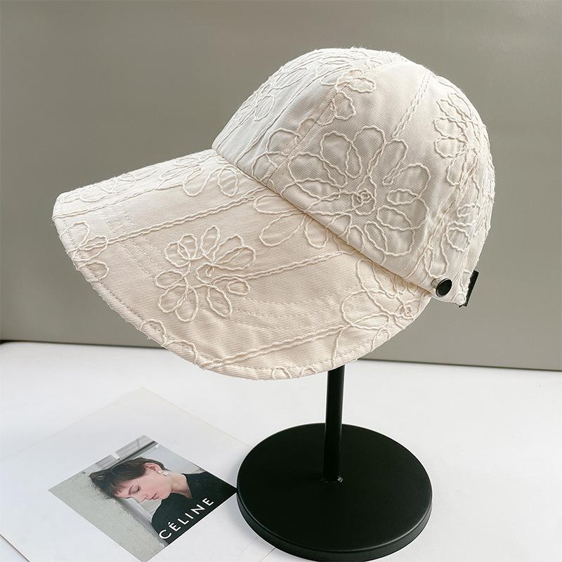 

Шляпа рыбака в корейском стиле с вышитыми цветами, солнцезащитная шляпа для женщин, весенняя солнцезащитная шляпа 54-60CM