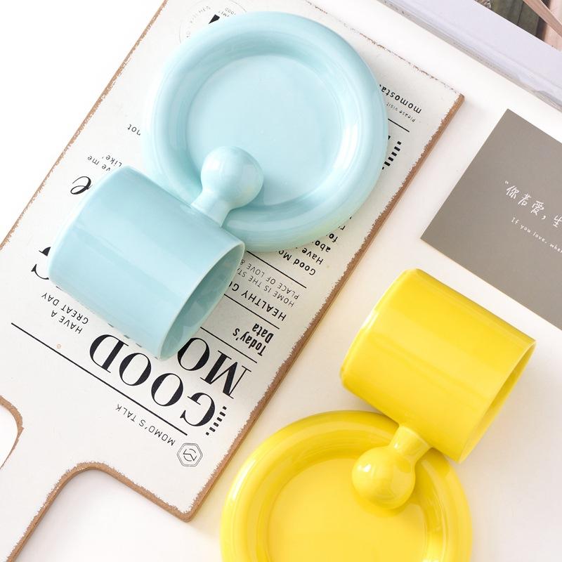 Vysoce hodnotný keramický hrnek Macaron Nordic INS, sada podšálků a hrnků na kávu, kreativní dárek