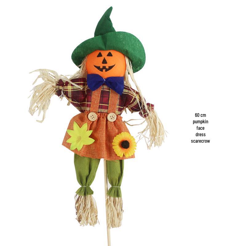 Cute Scarecrow Halloween Decorations: Small & Medium Pumpkin Lanterns for Bar, Party, Haunted House, and Pastoral Themes.