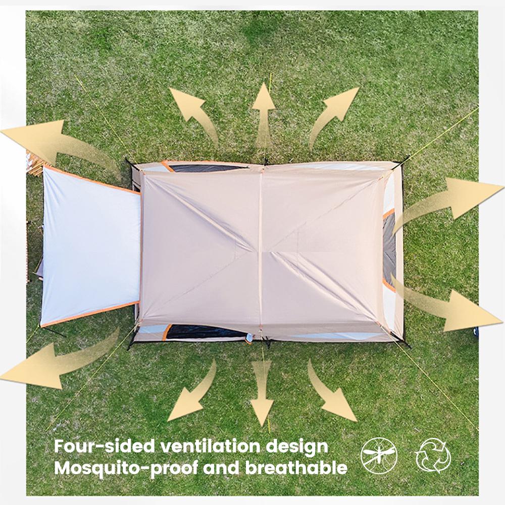 5-8 Person Camping Tent, Waterproof Windproof Sun Protection, 210D Oxford Fabric, 3 Season, Lightweight, 2 Room 1 Living Room