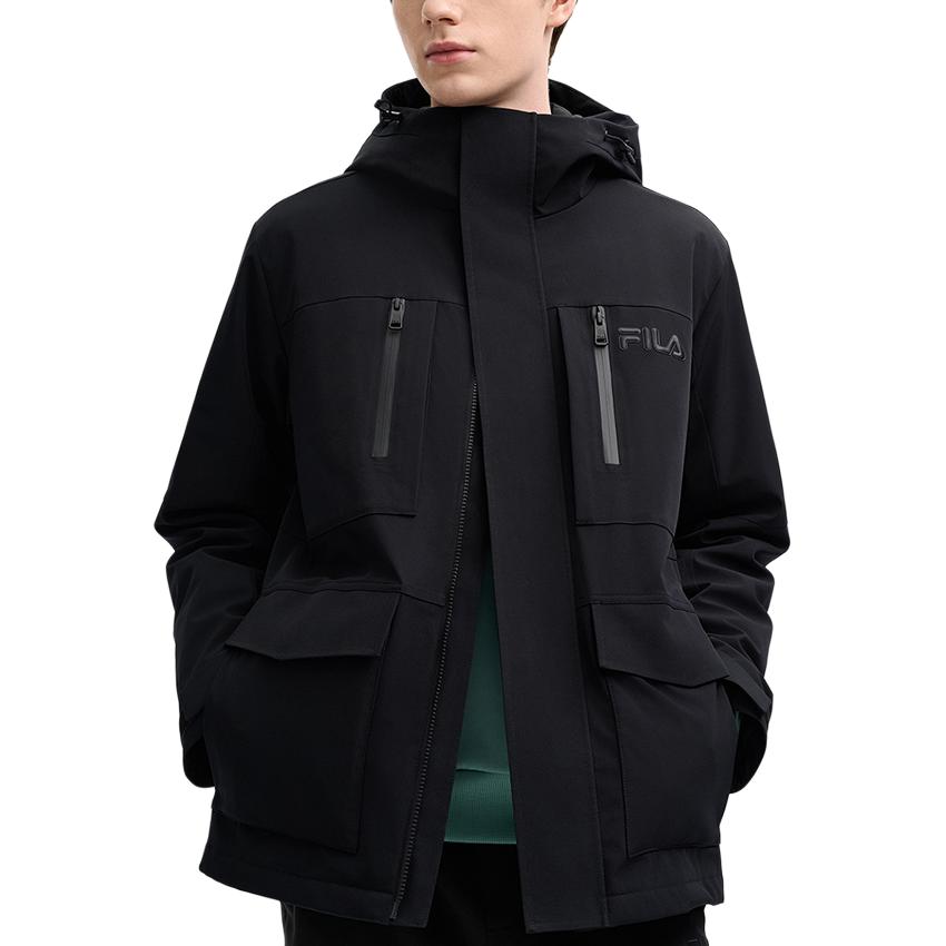 Fila Heritage Series Fashion Casual Water-Resistant Comfortable Warm Cotton Jacket Men Jackets Black F11M518903F-BK