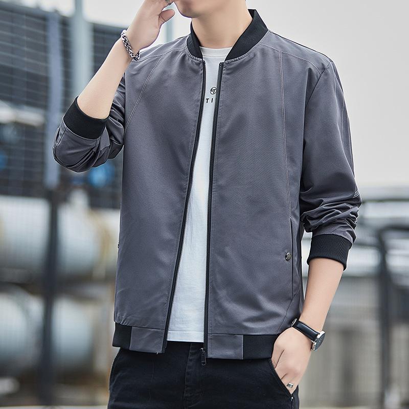 New Spring, Autumn and Winter Stand-up Collar Jacket Men's Trendy Blue Casual Trendy Coat
