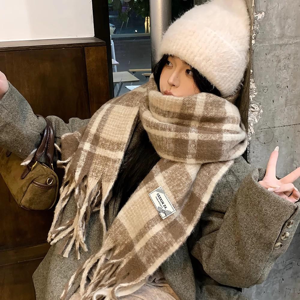 

Зимний красный клетчатый шарф 2025: Унисекс Корейский стиль Синий и черный шарф-манишка 220 хаки