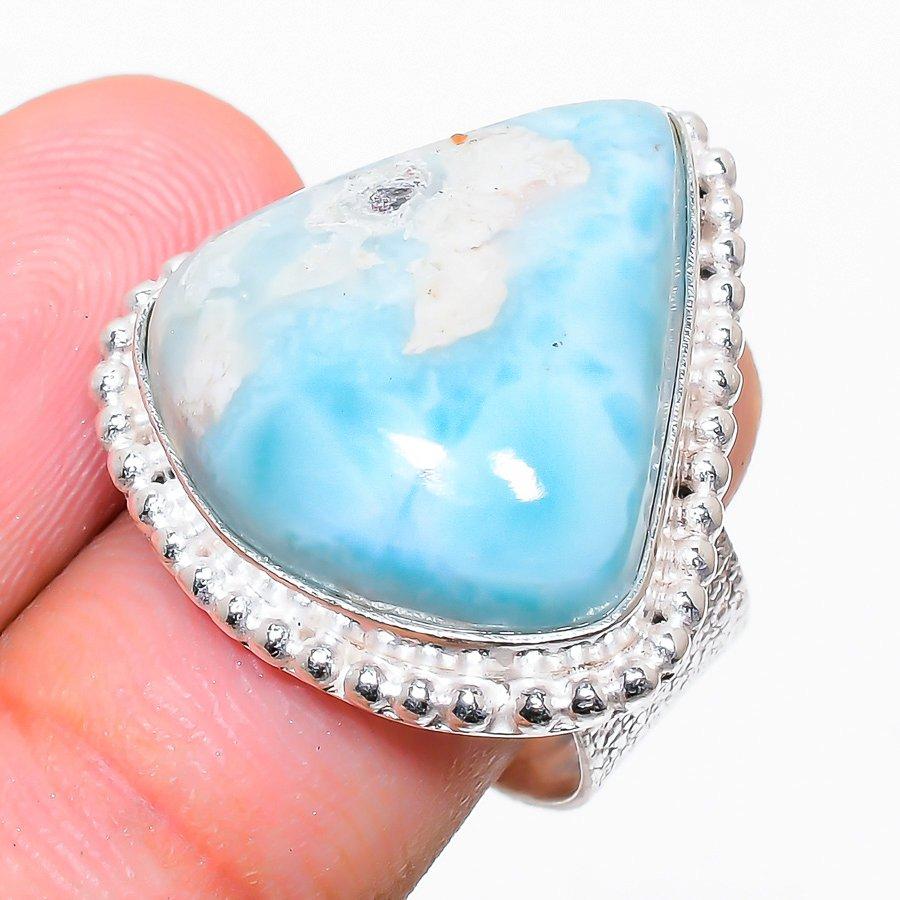 

Republc Larimar Gemstone Handmade Ethnic Jewelry Ring Size 6.5SR-3798