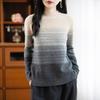 Women's 100% Wool Waffle Knit Color-Block Sweater - Retro Diamond Pattern, Loose Fit for Autumn/Winter