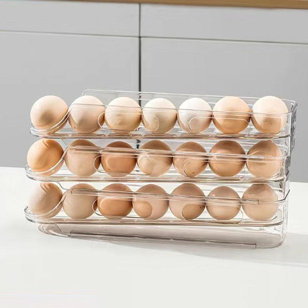 Stackable Scrolling Egg Holder 2/3 Layer Egg Organiser  for Kitchen Supplies