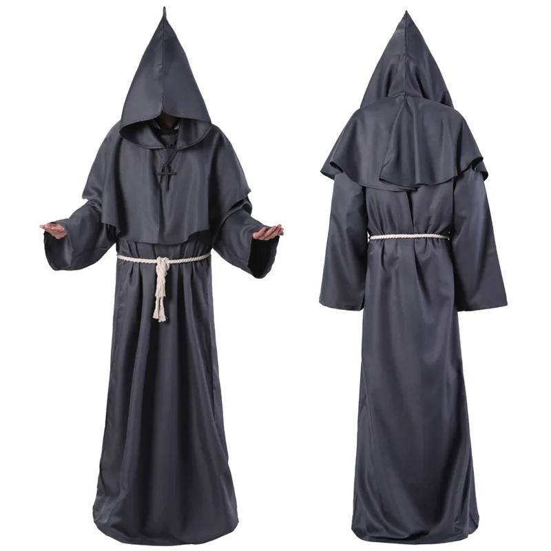 Medieval Monk Robe & Wizard Priest Costume Set - Death Robe Cosplay Outfits Perfect for Role-Playing Events & Themed Parties