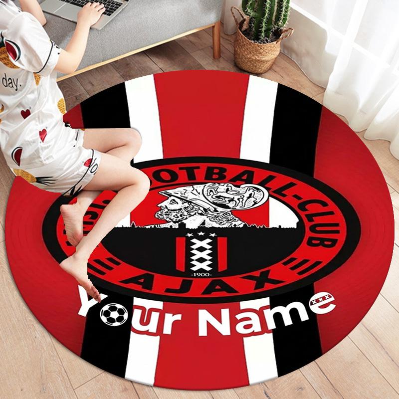 Ajax Fan Gear Custom Name Round Area Rug Carpet Rug For Living Room Bedroom Sofa Playroom Decor Nonslip Floor Mat