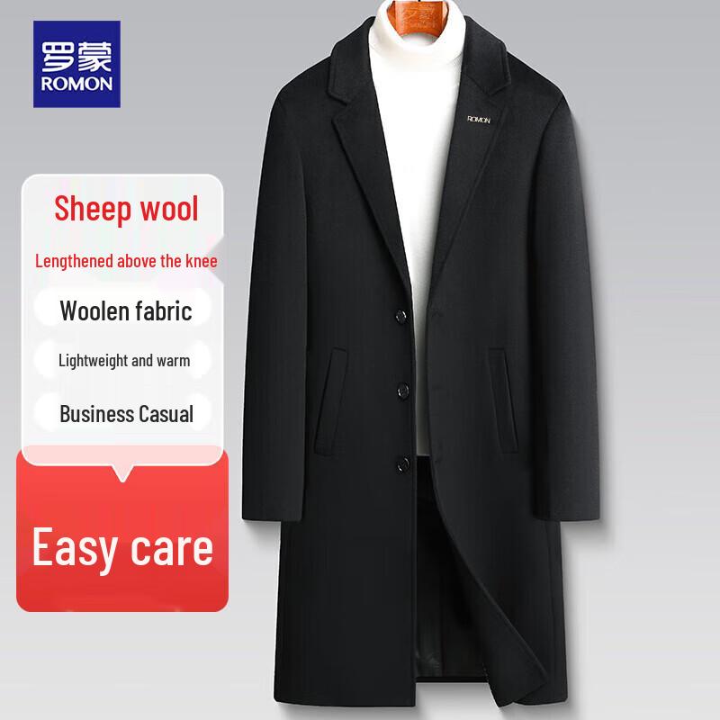 Romon Men's Slim Fit Wool Blend Long Overcoat