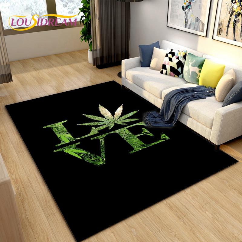 Reggae Music Jamaican Style Maple Leaf Area Rug,Carpet Rug for Living Room Bedroom Sofa Decoration,Kitchen Non-slip Floor Mat