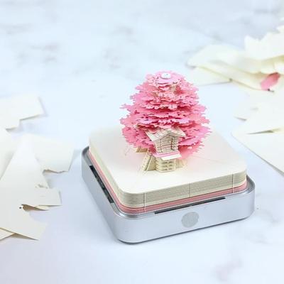 2026 Paper Sculpture Calendar LED Lights Desk Calendar Paper Carving Art Memo Pad for Christmas Housewarming Desktop Decoration