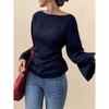 TIFICY Women's Fashion Casual Spring Autumn Solid Color Print Long Sleeve One shoulder Blouses & Shirts