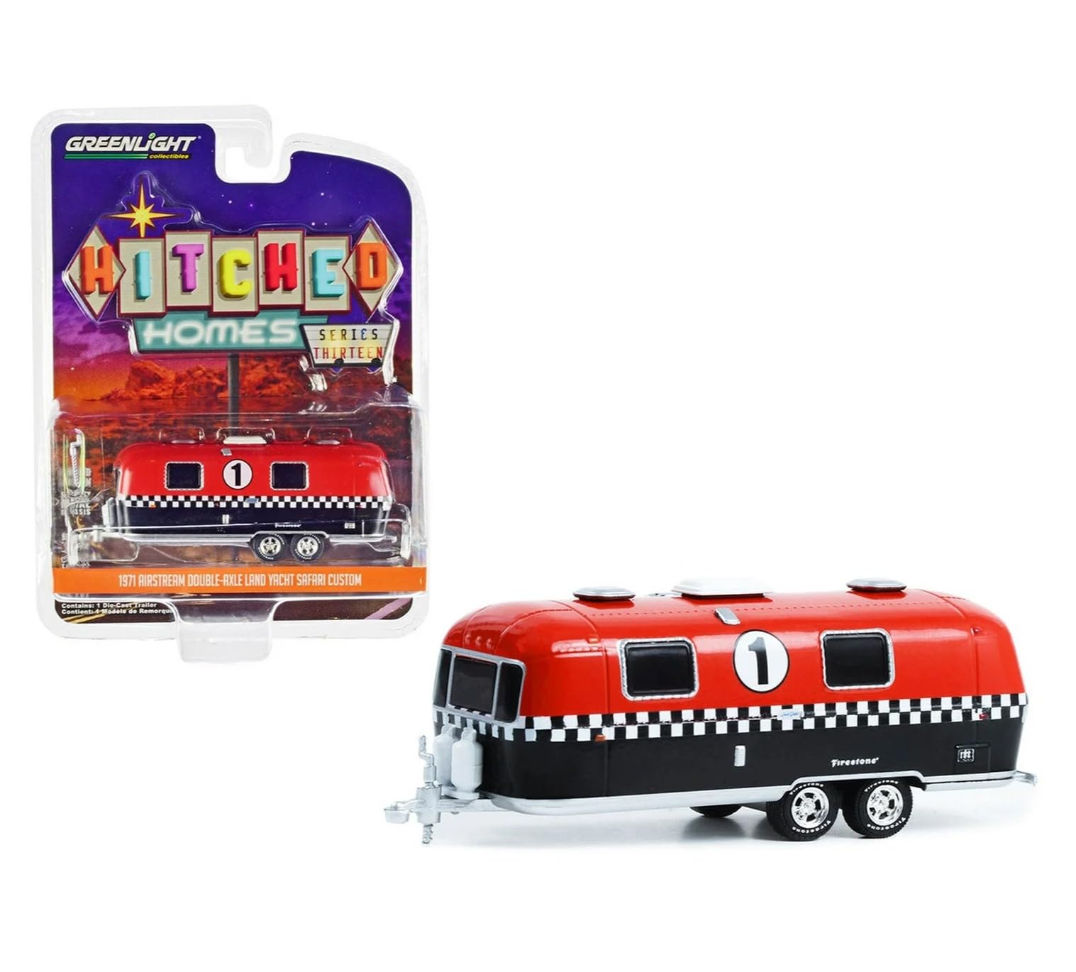 

Greenlight Scale Airstream Land Yacht Safari Custom Firestone Racing Greenlight Camper 1/64 Double-Axle [Used]