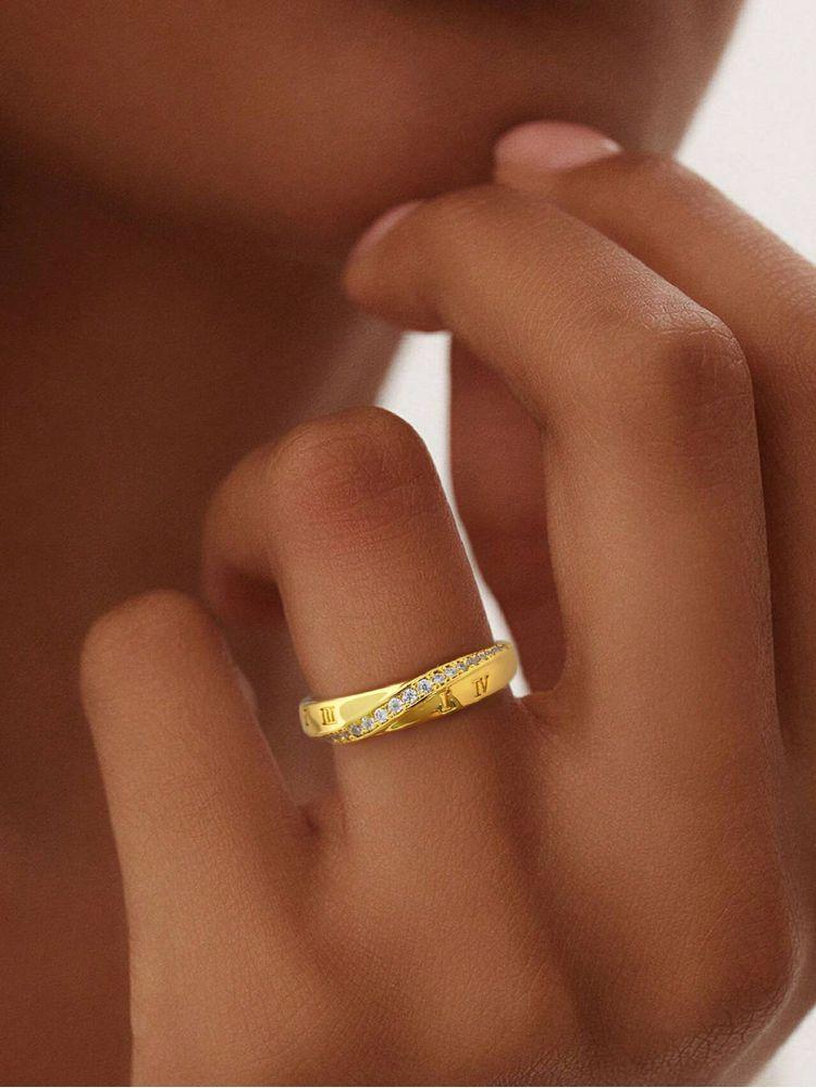 925 Sterling Silver Personalized Roman Numeral Zircon Ring For Women Anniversary Engagement Wedding Luxury High Quality Jewelry