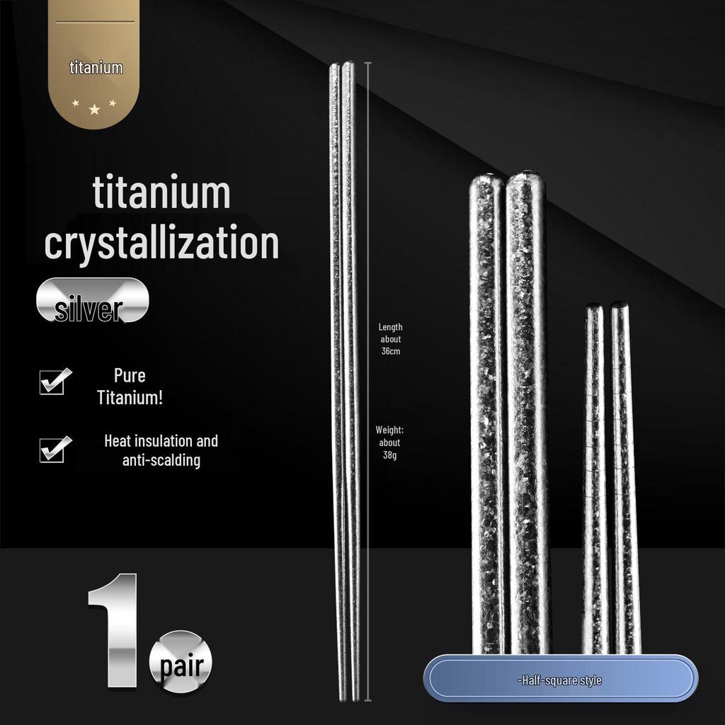 36cm Non-Slip Pure Titanium Frying & Hot Pot Chopsticks - Anti-Scald, Crystal Coated