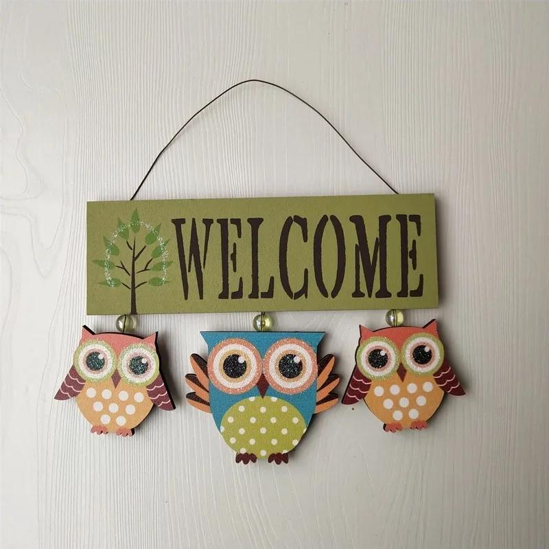 Rural Style Home Decor Creative and Personalized Owl Welcome To The Wall Hanging