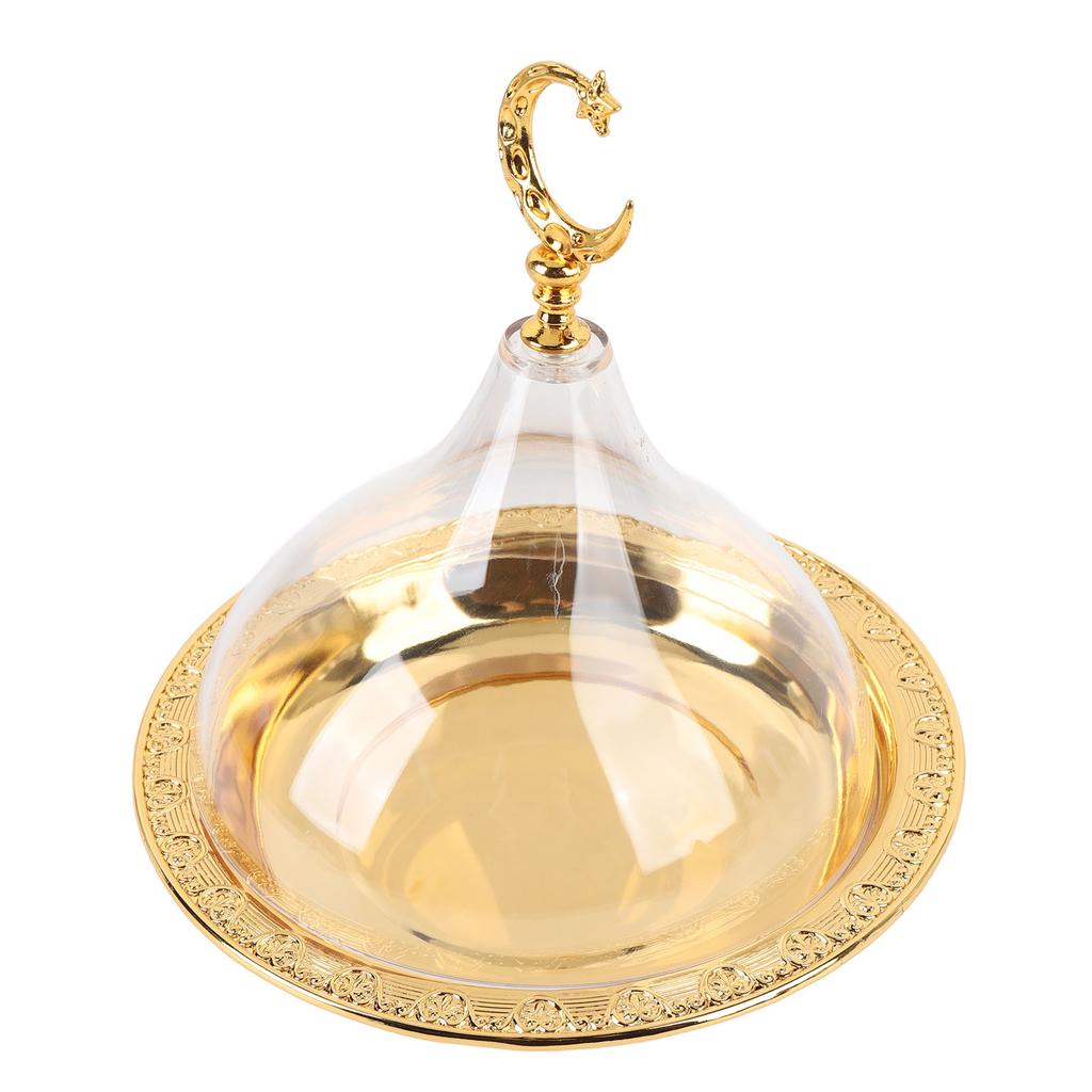 Vassoio da portata per snack Stile Elegante Europeo Colore Puro Intaglio Placcatura Oro Forma Rotonda Piatto da portata decorativo con