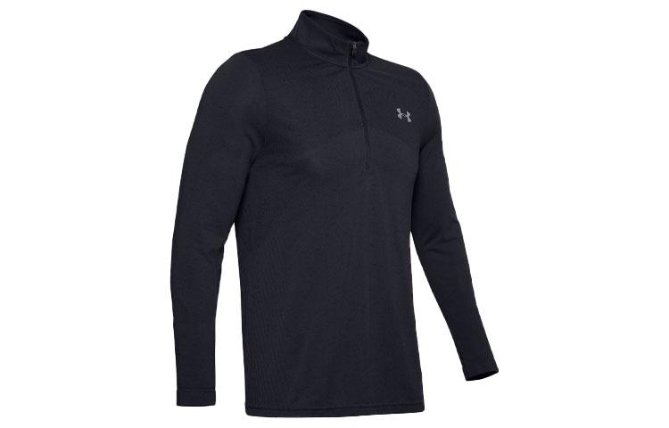 Under Armour Seamless T Shirts Men s Black Stand Collar Moderate 1351452-001 XXL