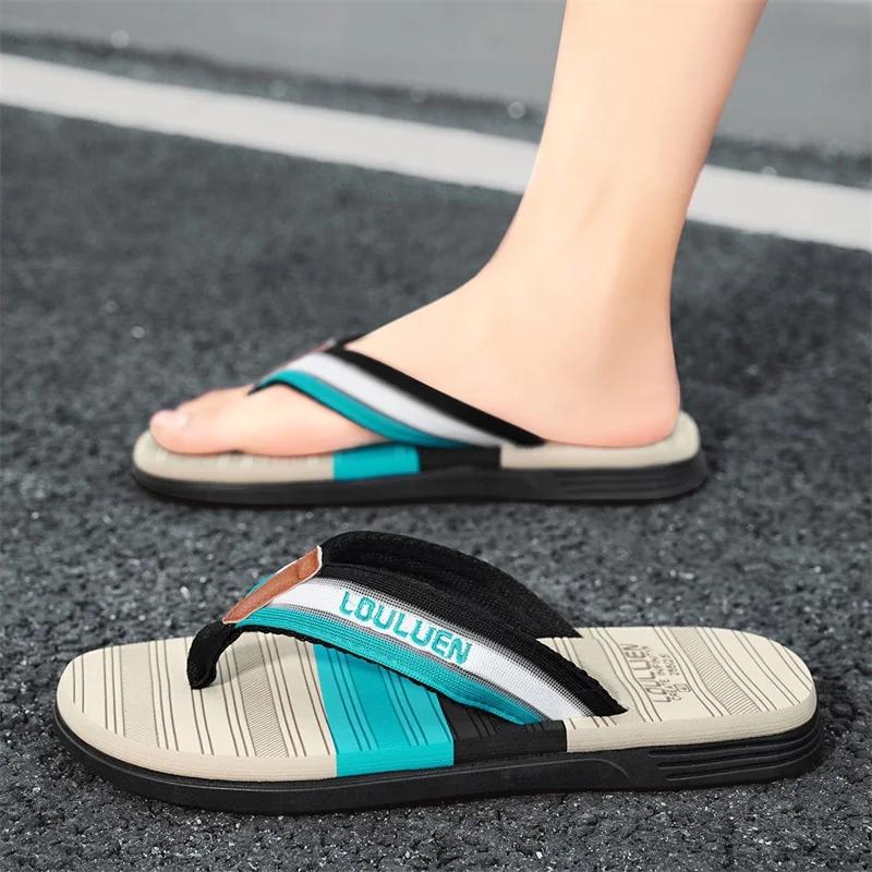 Fashion Hot Sale Flip Slops 2024 Fashion Yellow Men's Summer Slippers Non-slip Flat Flip Flops for Beach Men Slides Chanclas Para Hombre