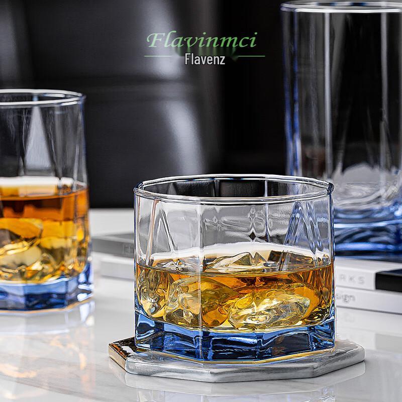 Flevance Sapphire Blue Octagonal Tempered Glass Set