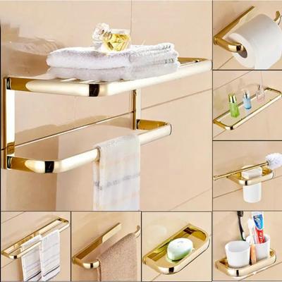 Gold Bathroom Accessories Bath Hardware Set Towel Shelf Towel Bar Paper Holder Cloth Hook