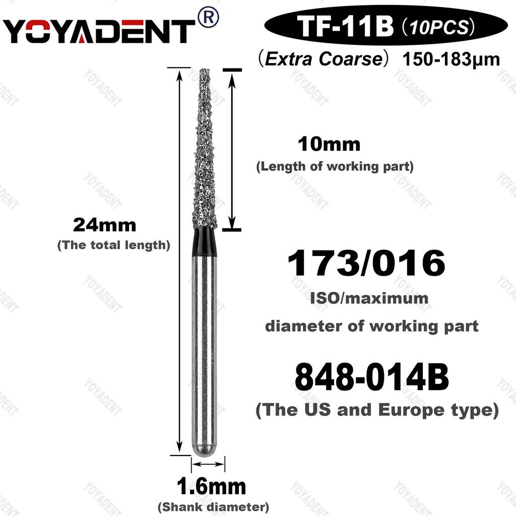 TF Type Extra Coarse Dental Bur Diamond Burs Dentistry Drills Dia.1.6mm For High Speed Turbines Dentist Grinding Tool 10pcs/Pack
