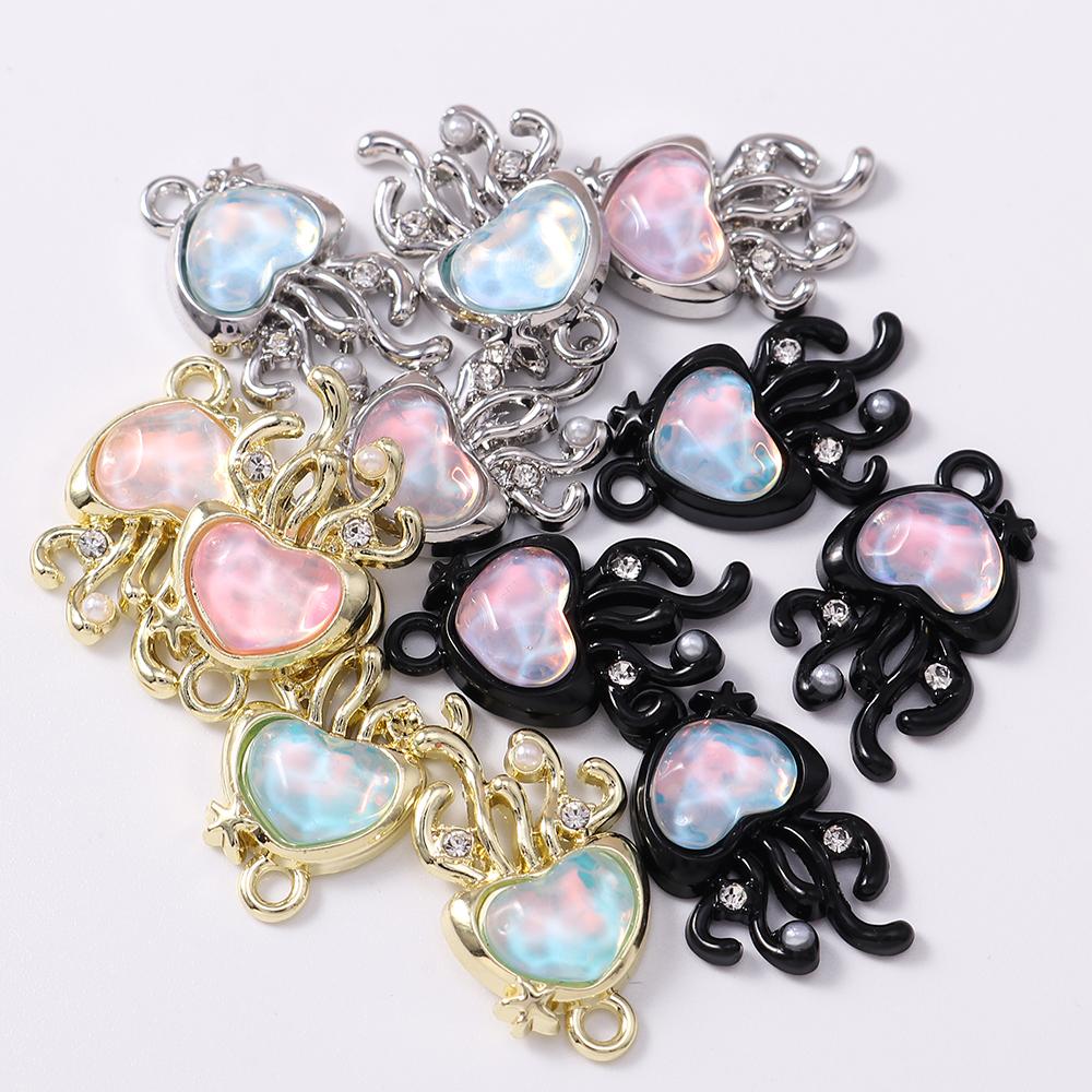 5 Stück Süße Kristall Zirkonia Quallen Anhänger für Schmuckherstellung Halskette Ohrringe Armband DIY Handgemachter Schmuck