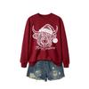 Womens Casual Fashion Christmas Yak Head Print Crewneck Sweatshirt Regular Fit Daily Wear