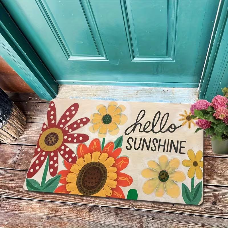 Charming Sunflower Welcome Mat Non Slip Washable Indoor and Outdoor Entry Mat Fashionable Decoration