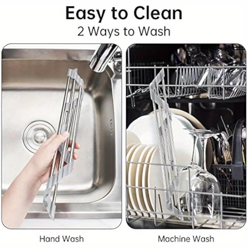 Kitchen Sink Storage Rack, Stainless Steel Drain Rack, Can Hold Dishwashing Detergent, Sponge Pot Cover, Sink Edge Storage Rack