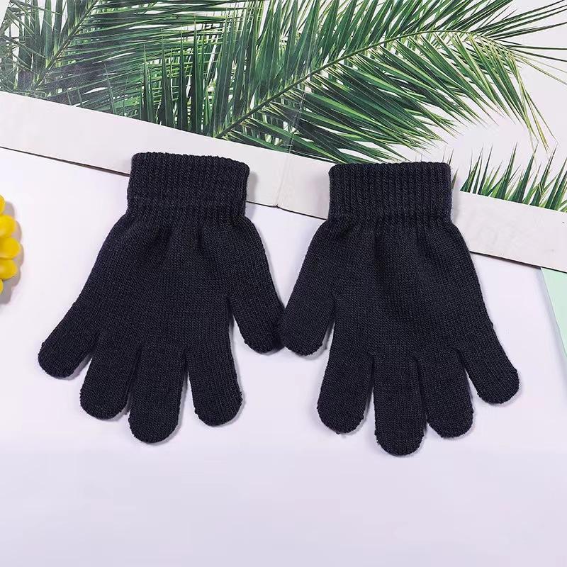 Autumn and winter men's and children's acrylic simple warm knitted gloves full finger magic gloves