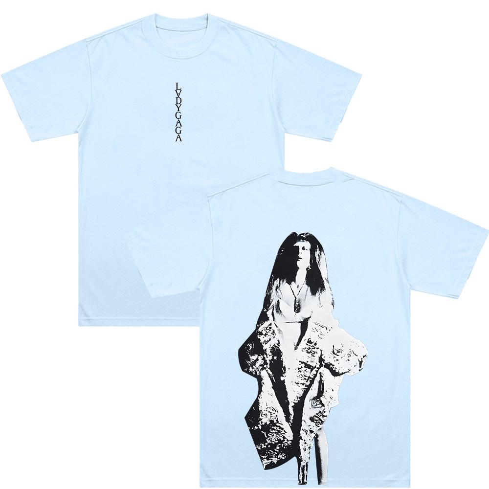 Lady Gaga Black & White Portrait T-Shirt LVDYGAGA Vintage Graphic Print T Shirt Women Men Aesthetic Street Style 100%Cotton Soft Tee Anime T-shirt