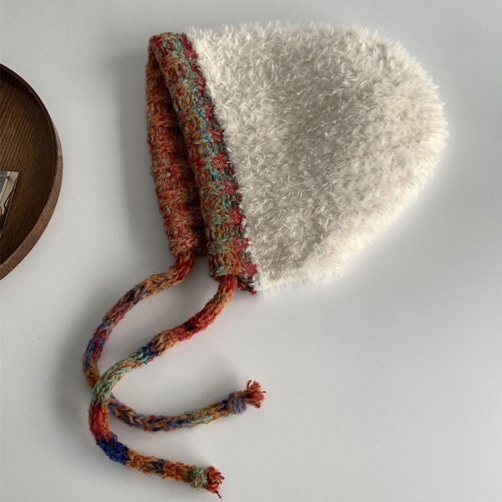 Warm Thickened Fashion Plush Hat Knitted Bonnet Caps Cute Bucket Hat  for Women Girls