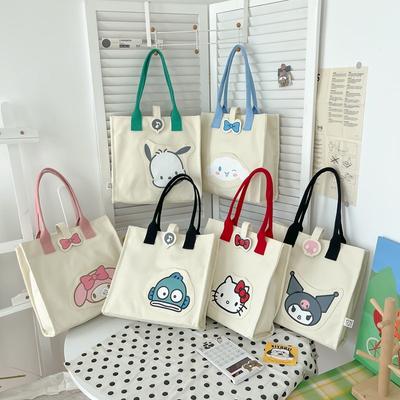 Cute Cartoon Canvas Bag Female Summer Student Class Tote Bag Large Capacity Commuter Shoulder Tote Bag