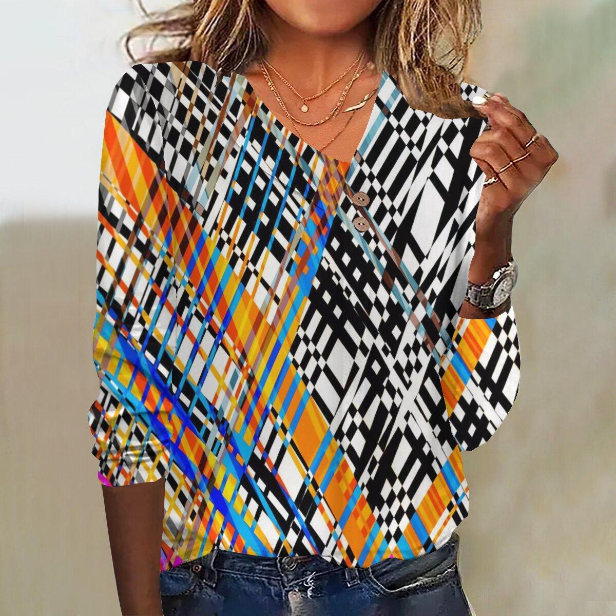 

2023 осенний новый модный женский повседневный топ с рукавами 3/4 и принтом больших размеров