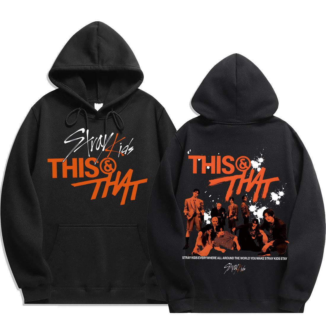 Stray Kids This & That Doppelseitiger Print Hoodie, Gruppenmitglied Foto Farbklecks Grafik Kpop Fan Pullover Sweatshirt S schwarz