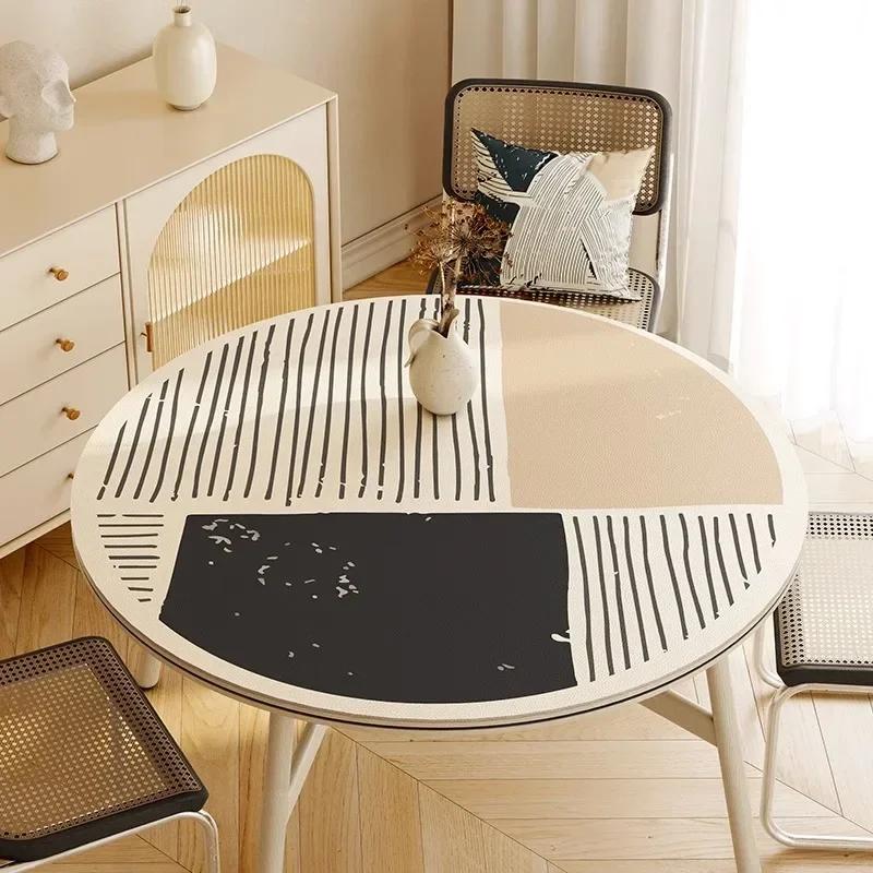 Round Waterproof Tablecloth Pvc Oil-proof Anti-scalding Dining Table Mat Japanese Minimalist Style Home Decoration Tablecloths