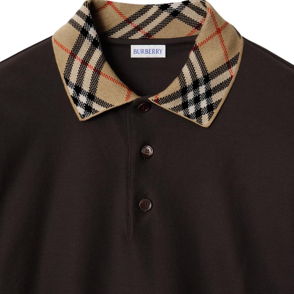 Burberry Check Collared Long Sleeved Polo Shirt 81160121