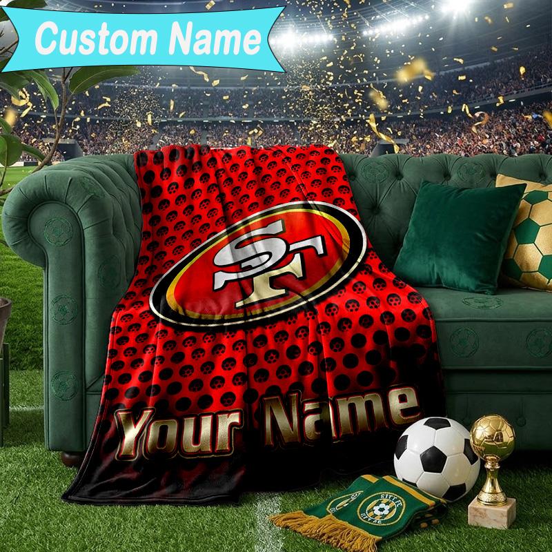 Custom Name Blanket Faithful 49ers football Blanket Bedding Blanket for Travel, Camping, Living Rooms, Offices, Sofas, Fan Christmas gift
