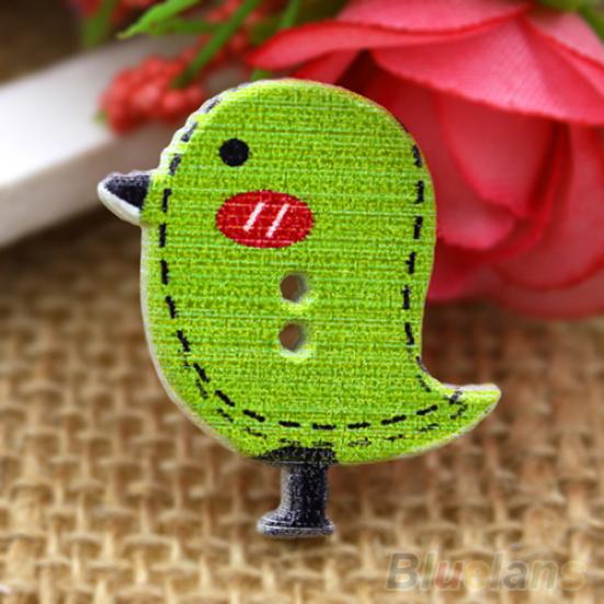 50 Adet Sevimli Karikatür Kuş Baykuş Çilek Çorap Kiraz 2 Delik DIY Ahşap Düğmeler