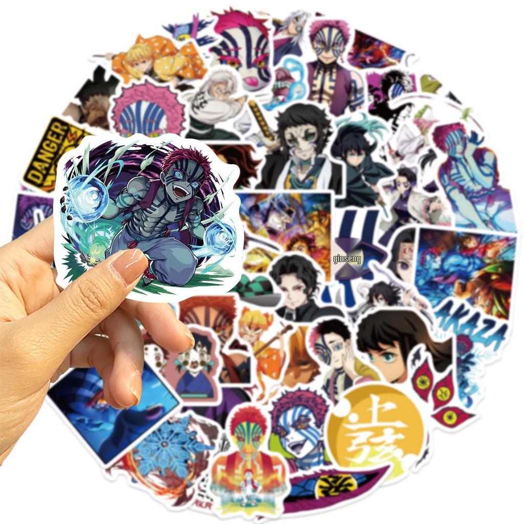 50 Nowych Naklejek Demon Slayer Akaza - Wodoodporne, Samoprzylepne, Kreskówkowe Anime Dekoracja Dziennika